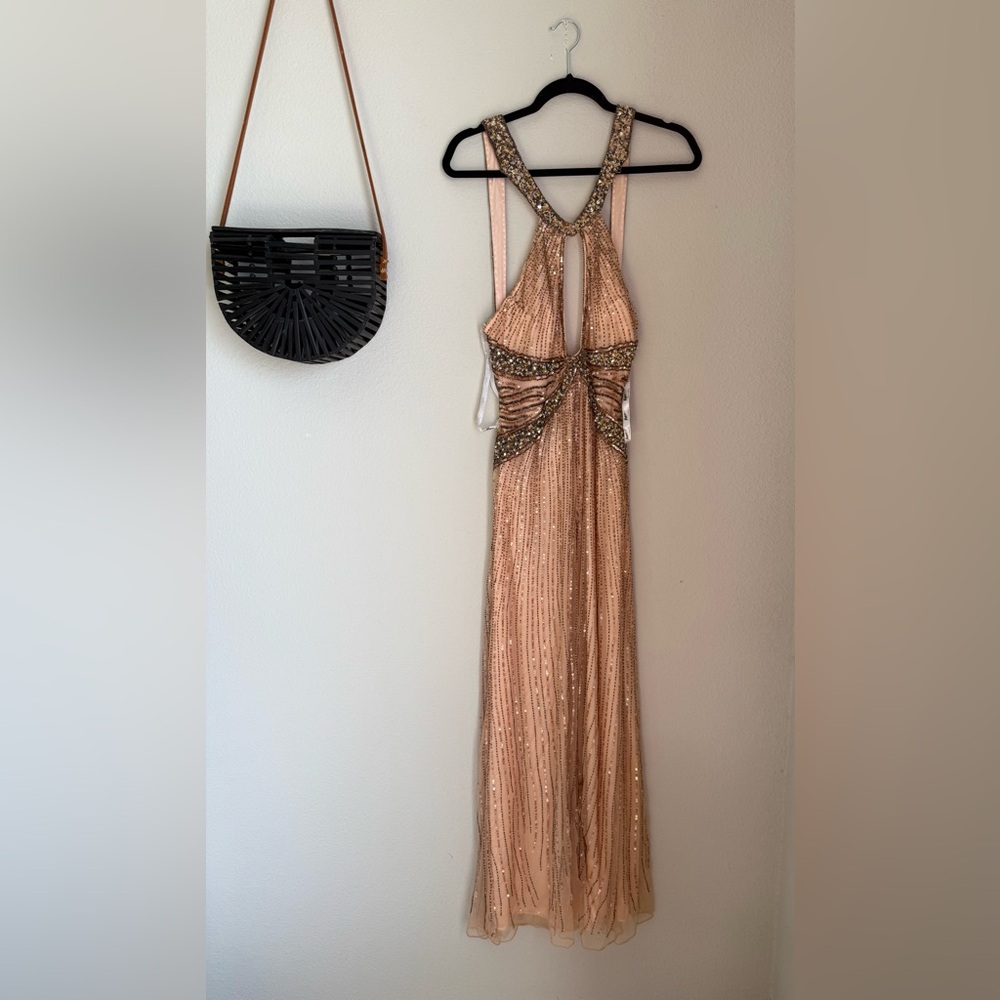 Vince Cassandra Stone Sequin Halter Dress Gown, Size XL